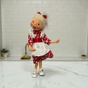 Annalee Vintage Girl Doll Red Heart Dress Collectible